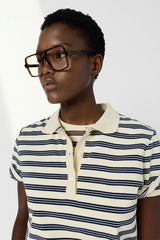 MARCIE STRIPED COTTON POLO SHIRT