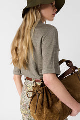 MOANA GREEN LINEN BUTTON DOWN POLO SHIRT