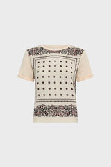 MANOLIA NATURAL BI MATERIAL SCARF T SHIRT