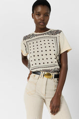 MANOLIA NATURAL BI MATERIAL SCARF T SHIRT