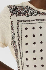 MANOLIA NATURAL BI MATERIAL SCARF T SHIRT