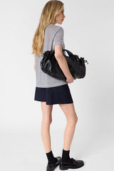 MELVA NAVY STRIPED LINEN COTTON T SHIRT