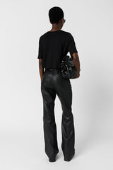 MAEVANELLE BLACK LINEN EMBROIDERY T SHIRT