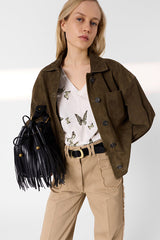 MAKEDA BUTTERFLY LINEN COTTON T SHIRT