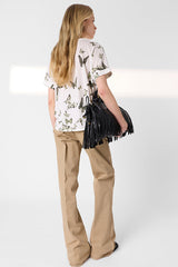 MAKEDA BUTTERFLY LINEN COTTON T SHIRT