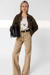 MAKEDA BUTTERFLY LINEN COTTON T SHIRT