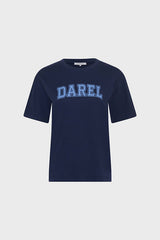 MELLY NAVY COTTON INSCRIPTION T SHIRT