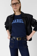 MELLY NAVY COTTON INSCRIPTION T SHIRT