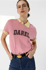 MELLY PINK COTTON INSCRIPTION T SHIRT