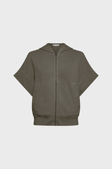 MILENE KHAKI GREEN OVERSIZED SHORT SLEEVED HOODIE