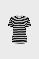 MELLINA STRIPED LINEN LUREX T SHIRT