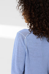 LOUMIA BLUESKY LINEN BLEND CREW NECK SWEATER