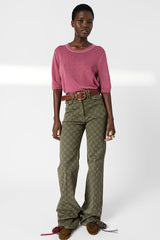 LOUMIA ROSEWOOD LINEN BLEND CREW NECK SWEATER