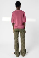 LOUMIA ROSEWOOD LINEN BLEND CREW NECK SWEATER
