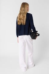 LORYS NAVY LINEN BLEND CARDIGAN