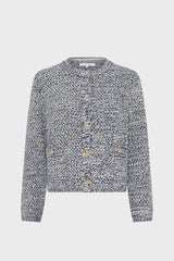 LEORA NAVY HEATHER GOLD BUTTONS CARDIGAN