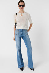 LAZARE SHORT SLEEVED CROCHET SWEATER