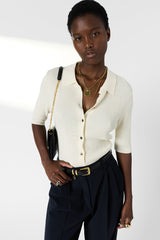 LOUIZA RIBBED POLO COLLAR VEST