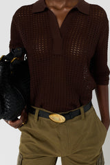 LIANNE OPENWORK POLO SHIRT