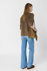LORINA BROWN IRIDESCENT KNIT CARDIGAN