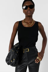LUCINA BLACK MICROFIBER TOP
