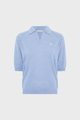 LOULA BLUESKY LINEN BLEND POLO SHIRT