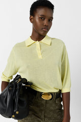 LAIKA YELLOW FINE KNIT POLO SHIRT