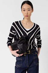 LORETTA CROCHET CONTRASTING STRIPES SWEATER