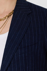 TAZIA STRIPED LINEN SUIT JACKET