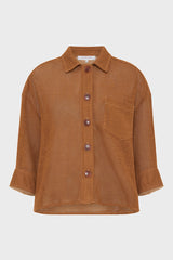 TAMIA OPENWORK COTTON LINEN OVERSHIRT