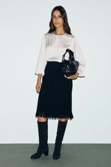 LILO GOLD COLLAR SATIN TOP