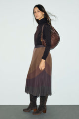 TARYN COLOR BLOCK PLEATED SKIRT