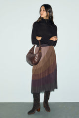 TARYN COLOR BLOCK PLEATED SKIRT