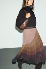 TARYN COLOR BLOCK PLEATED SKIRT