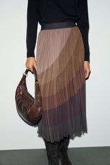 TARYN COLOR BLOCK PLEATED SKIRT