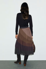 TARYN COLOR BLOCK PLEATED SKIRT