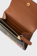 XS MINI COATED LEATHER WALLET ADORNED CANVAS