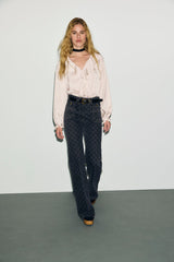 ANNA MONOGRAM FLARED JEANS