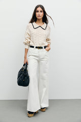 BIANCA WHITE STRAIGHT WIDE RAW DENIM JEANS