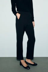 MIE BLACK ELASTICATED BACK SLIM TROUSERS