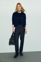 MISA CHECKS ELASTICATED STRAIGHT TROUSERS