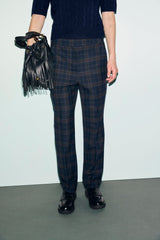 MISA CHECKS ELASTICATED STRAIGHT TROUSERS