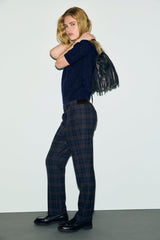 MISA CHECKS ELASTICATED STRAIGHT TROUSERS