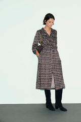 CONI GRAPHIC PRINT WAISTED DRESS