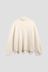 REZA WHITE STAND UP COLLAR CASHMERE SWEATER