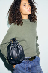 REZA GREEN STAND UP COLLAR CASHMERE SWEATER