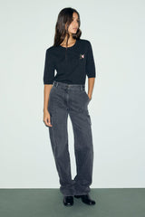 ROLANE SHORT-SLEEVED FLORAL SWEATER