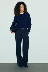 RICA BLUE ROUND NECK CASHMERE SWEATER