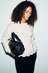 RIVIERA WHITE LOOSE-FITTING WOOL LACE SWEATER