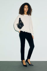 RIVIERA WHITE LOOSE-FITTING WOOL LACE SWEATER
